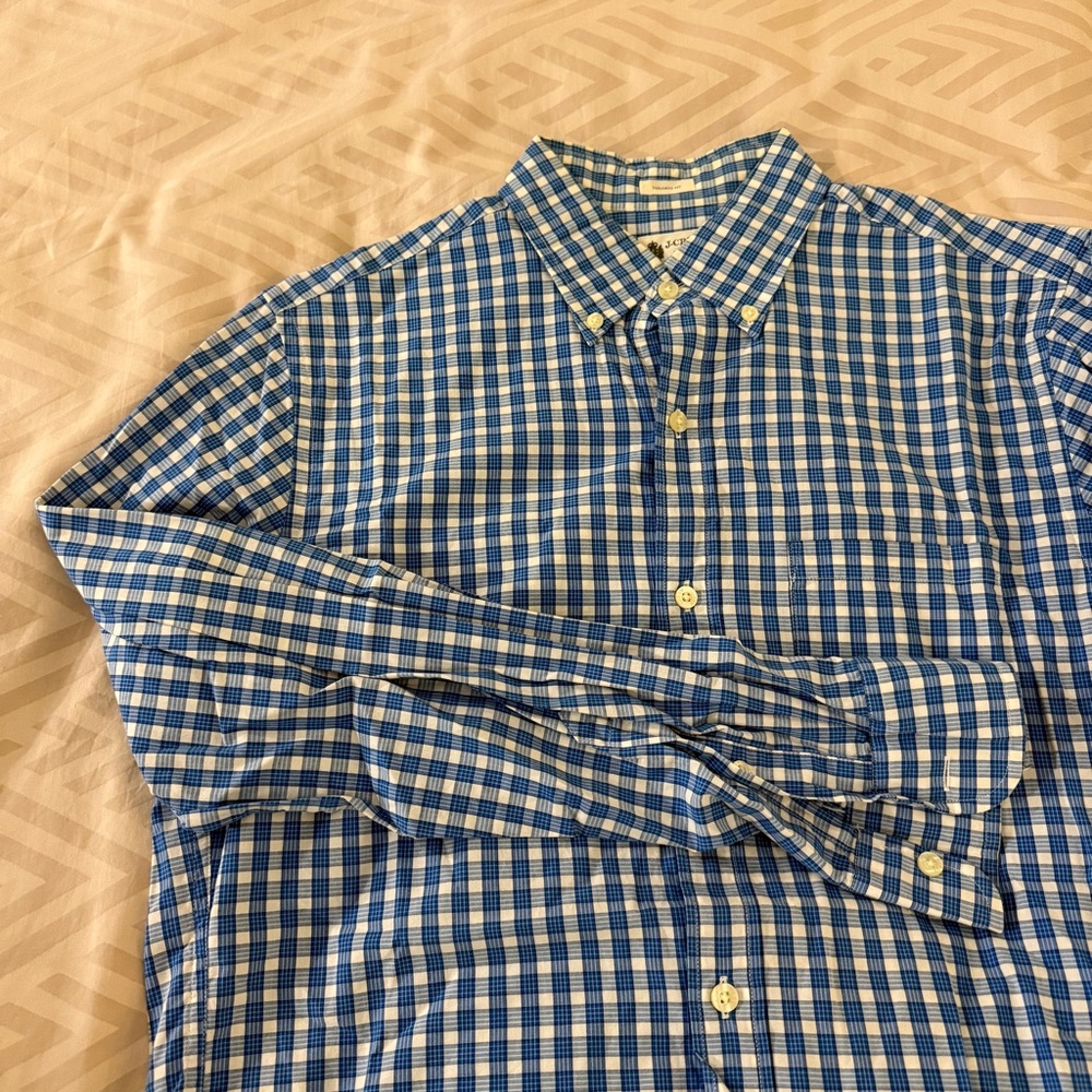 J. Crew Blue and White Gingham Men's Shirt